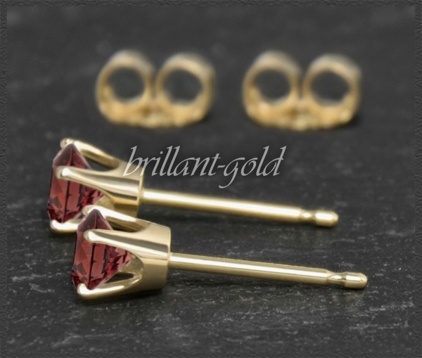 Ohrstecker 585 Gold Granat rot 4,5,6,7mm